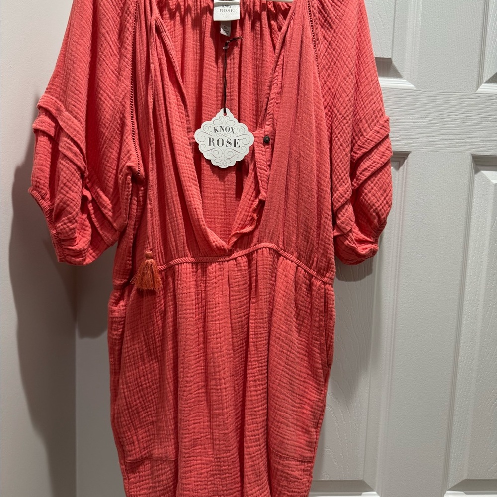 Knox Rose Coral Peasant Dress